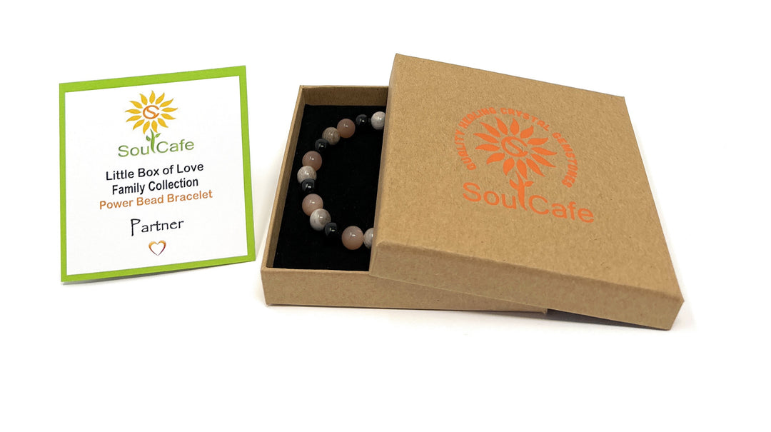 Gift for Partner - Stretch Bead Crystal Gemstone Bracelet - Soul Cafe Gift Box & Tag