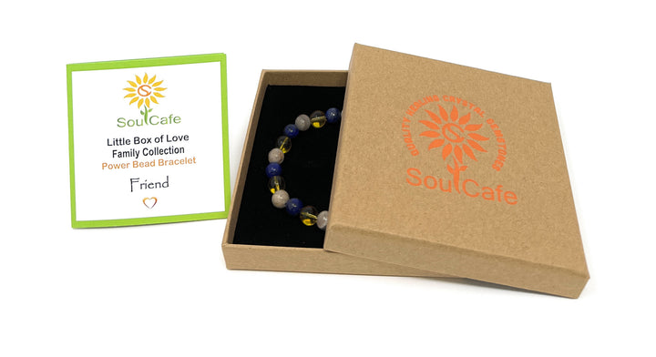 Gift for Friend - Bestie - Stretch Bead Crystal Gemstone Bracelet - Soul Cafe Gift Box & Tag