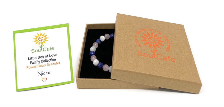 Gift for Niece - Stretch Bead Crystal Gemstone Bracelet - Soul Cafe Gift Box & Tag