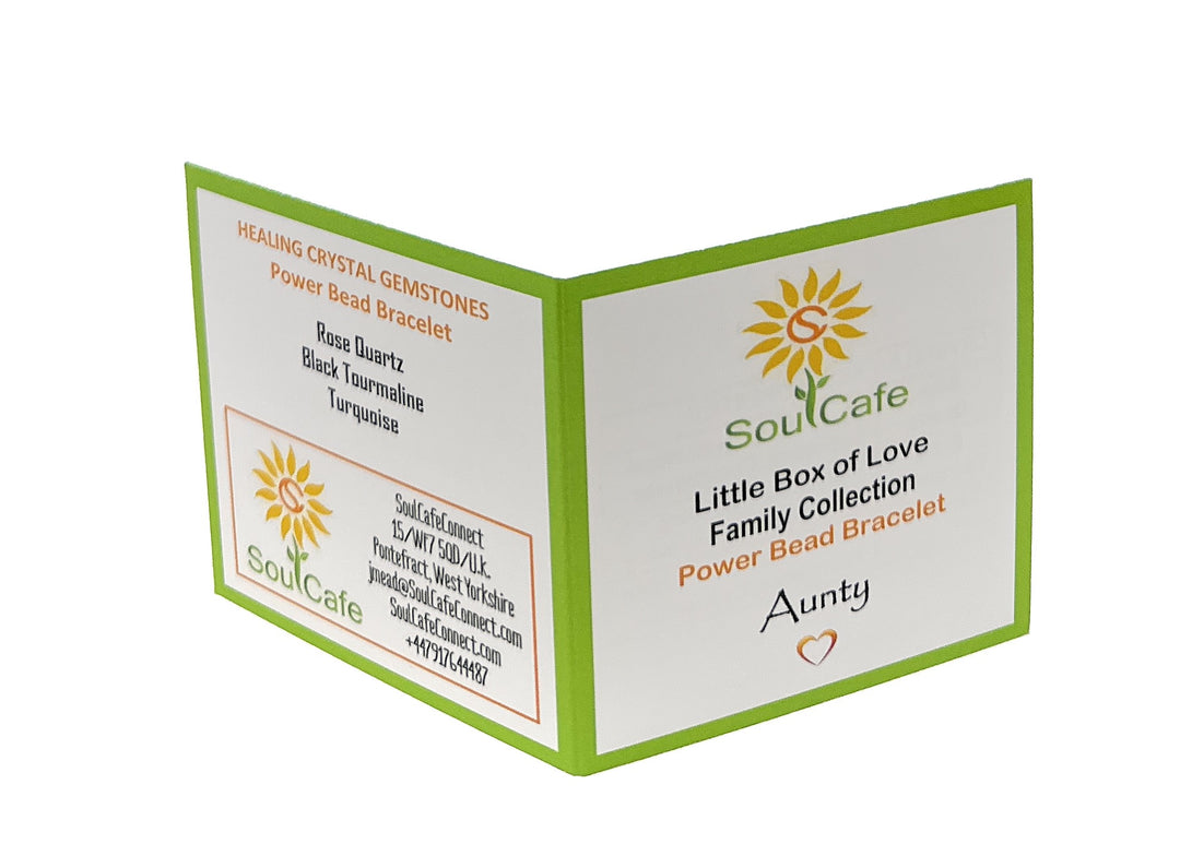 Gift for Aunty - Auntie - Stretch Bead Crystal Gemstone Bracelet - Soul Cafe Gift Box & Tag