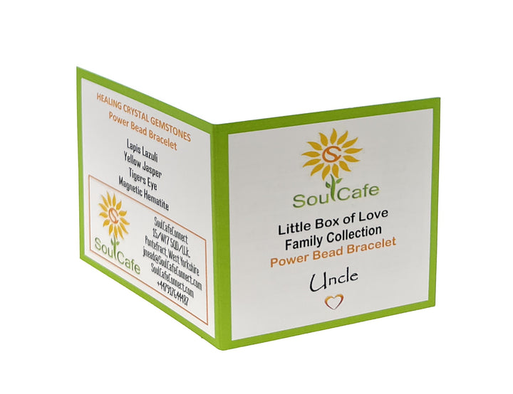 Gift for Uncle - Stretch Bead Crystal Gemstone Bracelet - Soul Cafe Gift Box & Tag