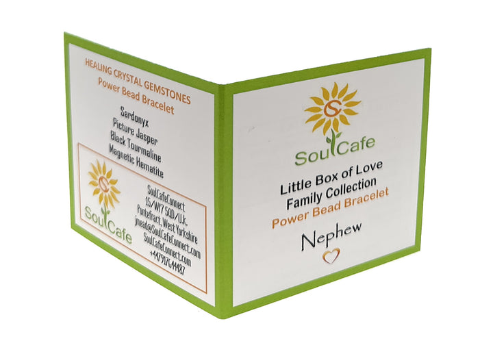 Gift for Nephew - Stretch Bead Crystal Gemstone Bracelet - Soul Cafe Gift Box & Tag