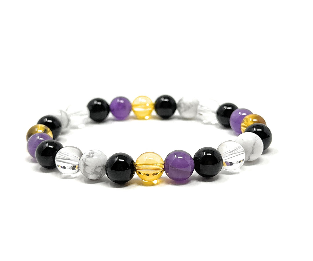 Crystal Gemstone Holistic Pain Support Stretch Bead Bracelet  - Soul Cafe Gift Box and Information Tag - Wellbeiing Crystals