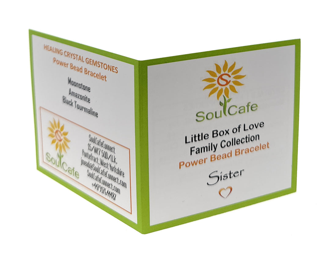 Gift for Sister - Stretch Bead Crystal Gemstone Bracelet - Soul Cafe Gift Box & Tag