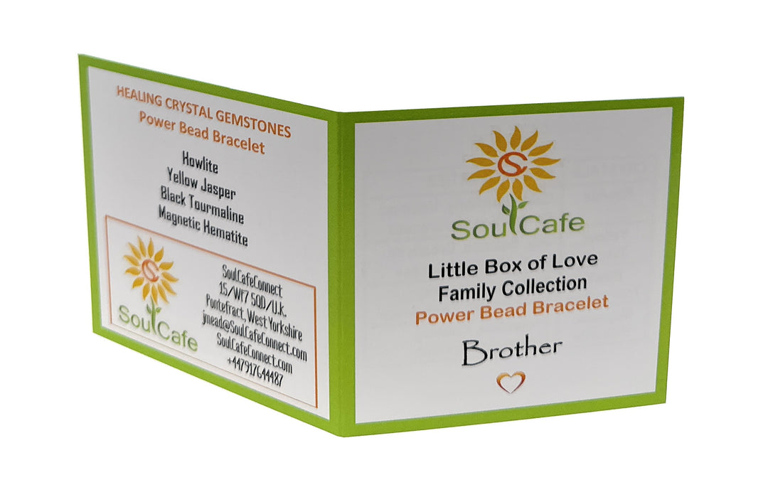 Gift for Brother - Stretch Bead Crystal Gemstone Bracelet - Soul Cafe Gift Box & Tag