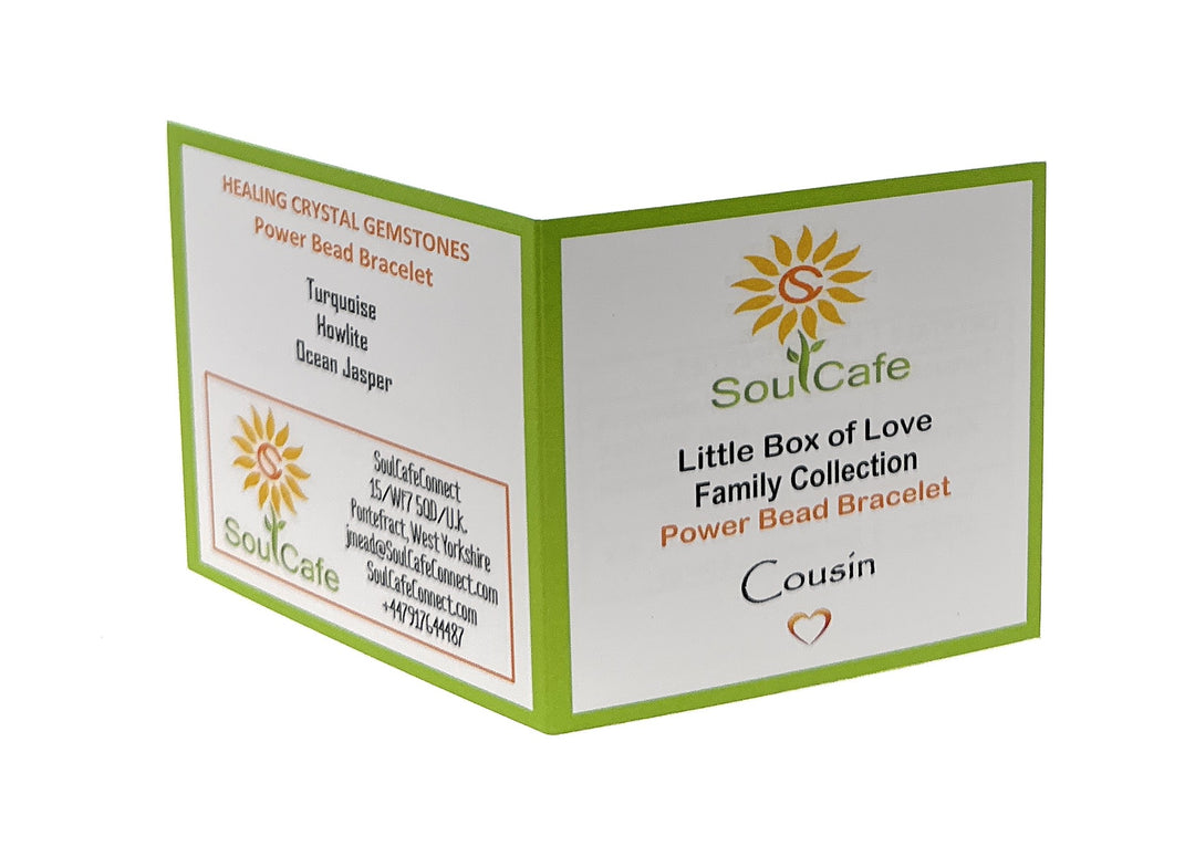 Gift for Cousin - Stretch Bead Crystal Gemstone Bracelet - Soul Cafe Gift Box & Tag