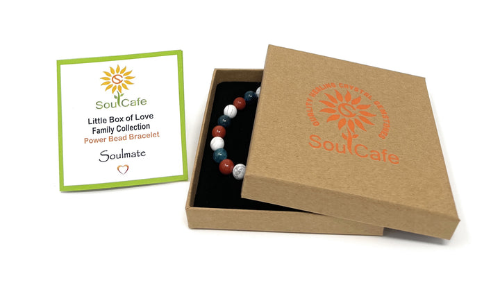 Gift for Soulmate - Stretch Bead Crystal Gemstone Bracelet - Soul Cafe Gift Box & Tag