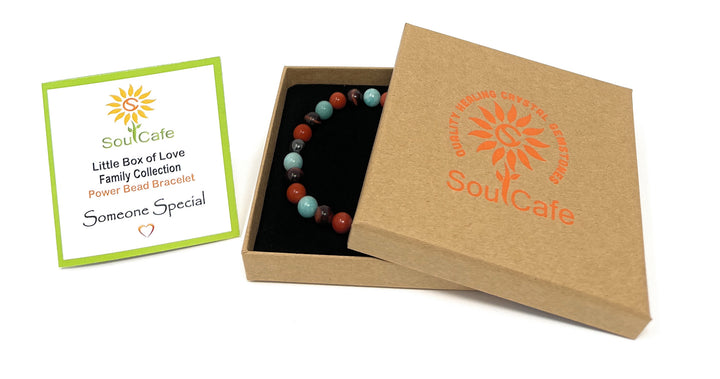 Gift for Someone Special - Stretch Bead Crystal Gemstone Bracelet - Soul Cafe Gift Box & Tag
