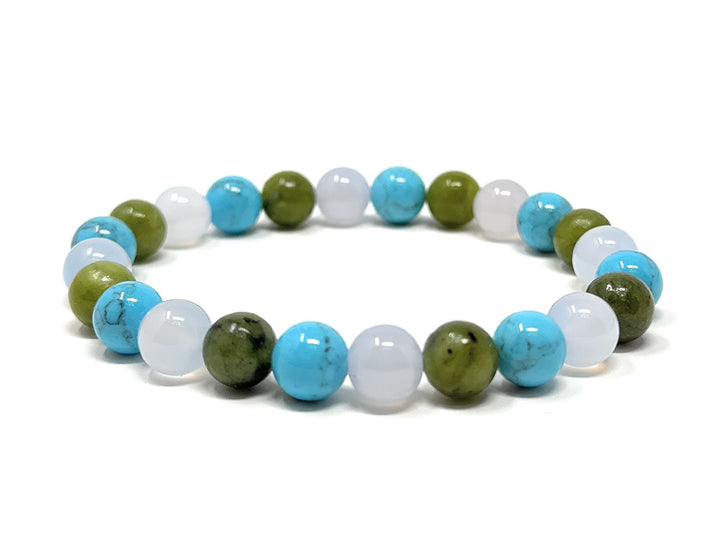 Gift for Someone Special Bracelet - Crystal Gemstone Stretch Bead Bracelet - Soul Cafe Gift Box & Tag - Jade, Turquoise, Chalcedony
