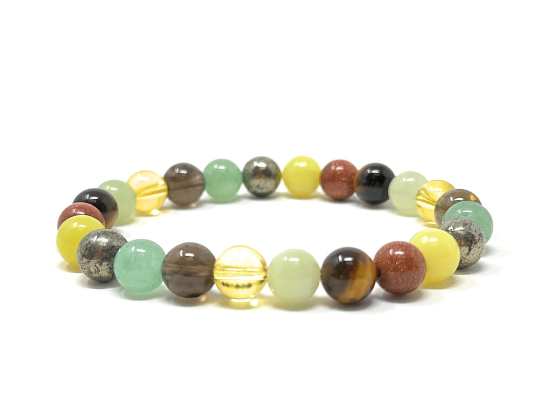 Manifesting Abundance Crystal Gemstone Stretch Bead Bracelet for Holistic Support - Prosperity Bracelet - Soul Cafe Gift Box & Tag