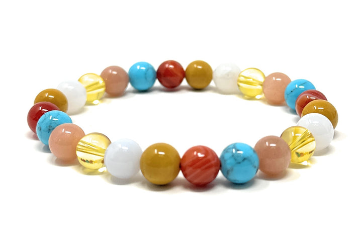 I Am Happy - Affirmation Crystal Gemstone Bead Bracelet - Law of Attraction Crystals - SoulCafe Gift Box and Tag -  S/M/L/XL