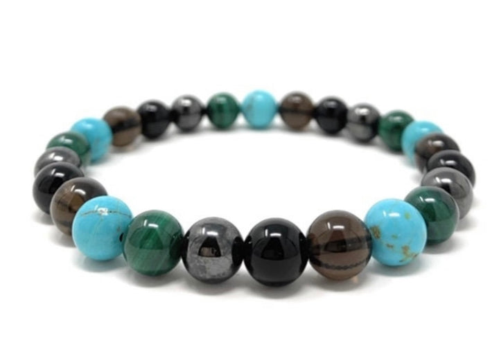 Men's Negative Energy Shield Crystal Gemstone Bead Bracelet - Soul Cafe Gift Box & Tag