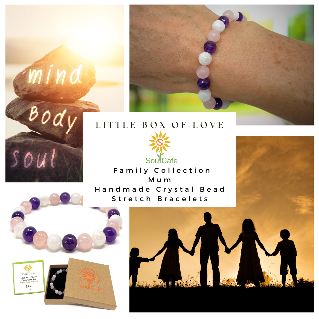 Gift for Mum - Stretch Bead Crystal Gemstone Bracelet - Soul Cafe Gift Box & Tag - Mothers Day Gift