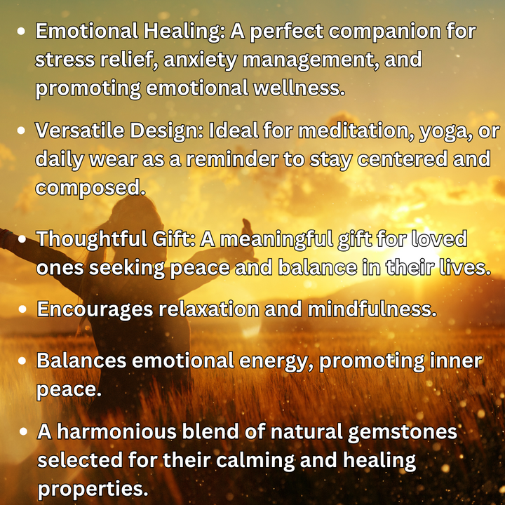 Soulcafe Calm Emotions - Relief Stress, Fear & Anxiety Bracelet – Crystal Energy Bead Bracelet for Inner Peace & Meditation, Handmade Gemstone Jewellery for Wellness