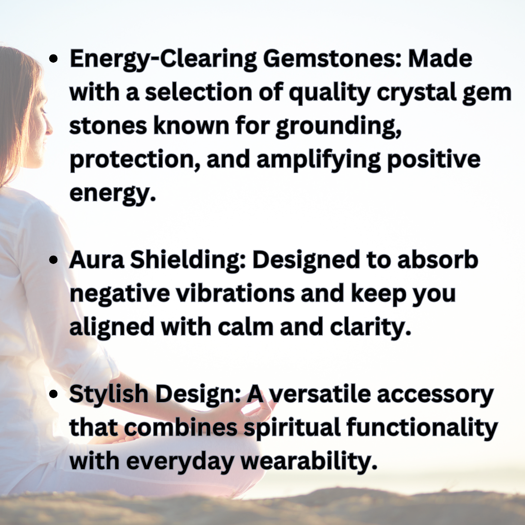 Cleanse & Clear Negative Energy Crystal Bracelet - Healing Power Bead Bracelet - Box and Tag