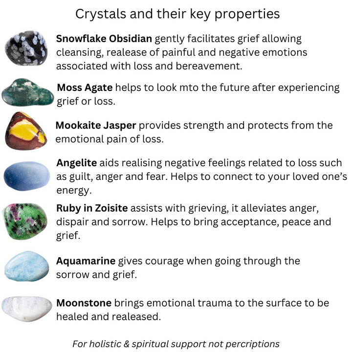 Grief Crystal Gemstone Bracelet  - Crystals for Loss and Bereavement - Soul Cafe Gift Box and Tag