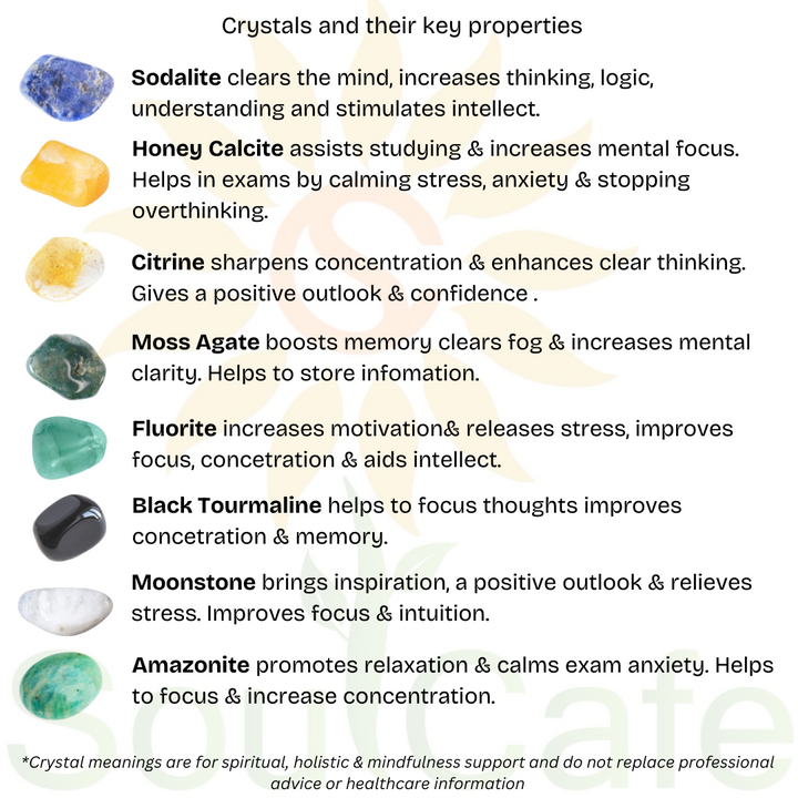 SoulCafe Study Aid, Mental Focus, Memory, Concentration & Thinking Crystal Bead Bracelet: S/M/L/XL
