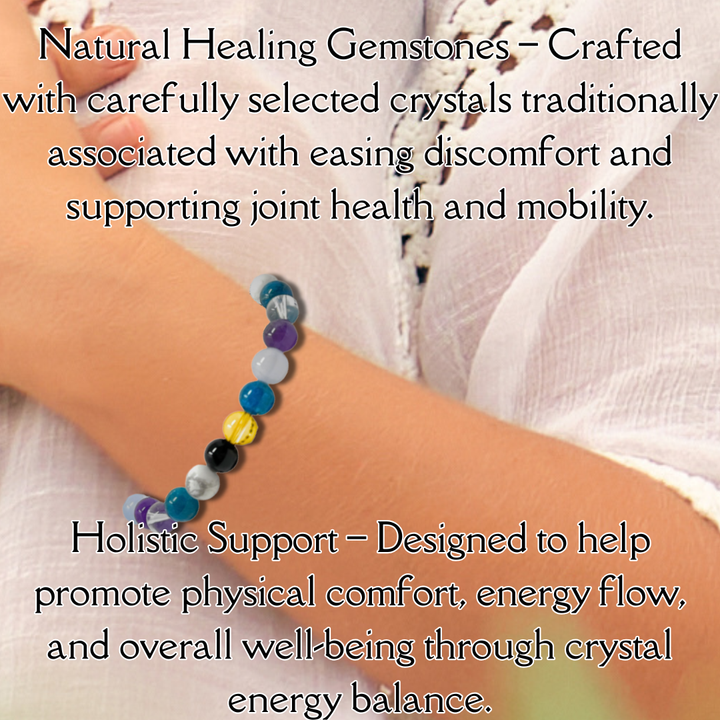 Arthritis and Pain Crystal Gemstone Stretch Bead Bracelet - Soul Cafe Gift Box & Tag, Holistic Crystal Healing