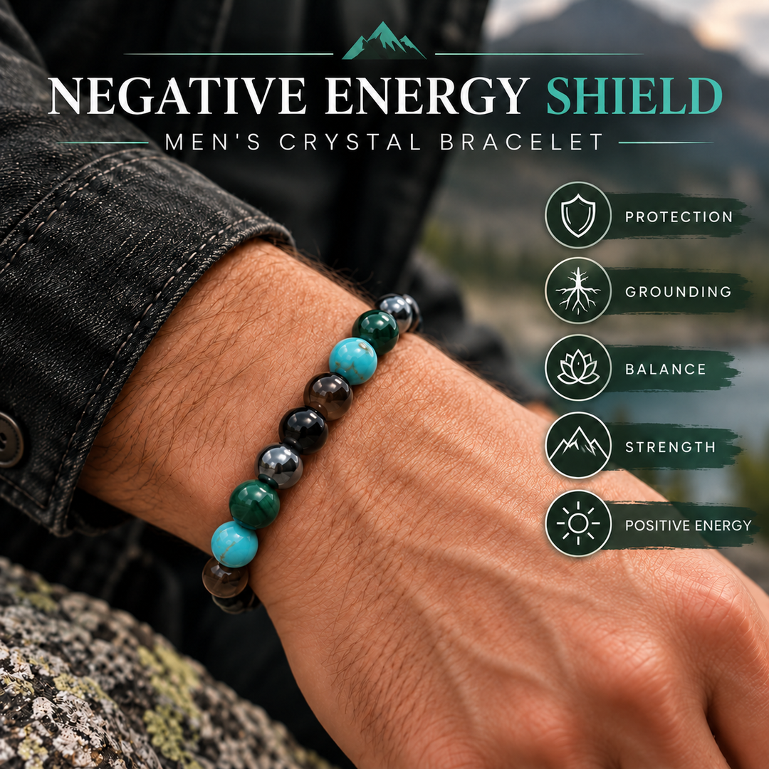 Men's Protection & Grounding Crystal Bracelet | Negative Energy Shield