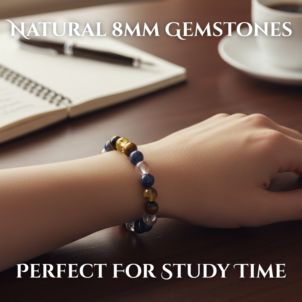 Memory, Concentration & Thinking Crystal Gemstone Stretch Bracelet - Soul Cafe Gift Box and Tag