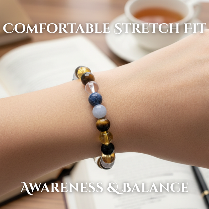 Memory, Concentration & Thinking Crystal Gemstone Stretch Bracelet - Soul Cafe Gift Box and Tag