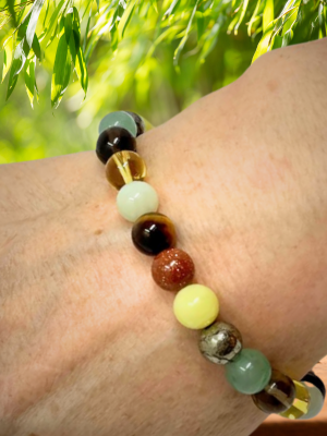 Manifesting Abundance Crystal Gemstone Stretch Bead Bracelet for Holistic Support - Prosperity Bracelet - Soul Cafe Gift Box & Tag