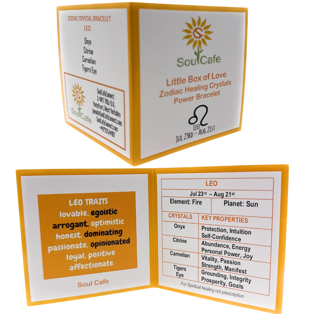 Leo Crystal Bracelet | Zodiac Healing Gemstone Bracelet | Gift Bag