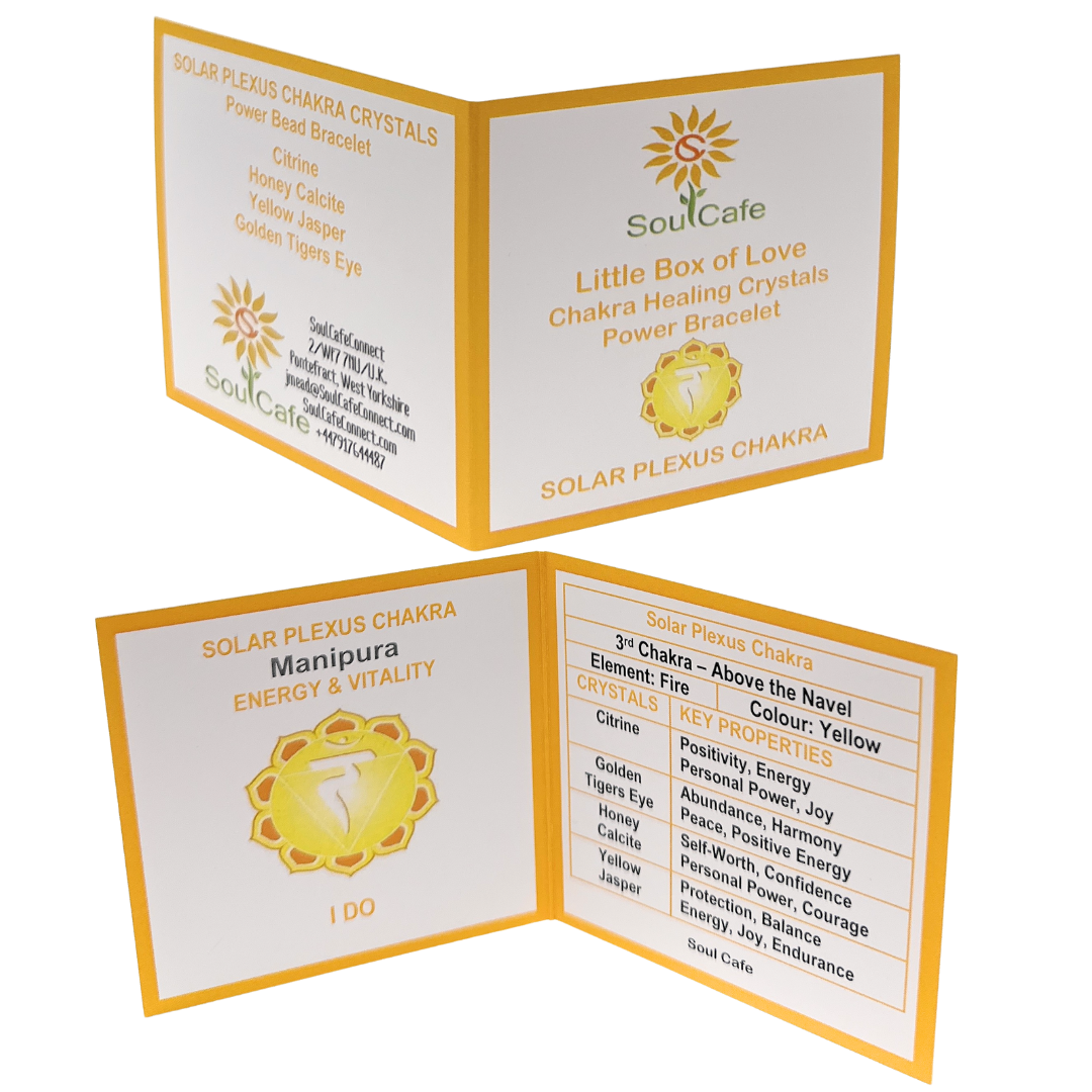 Soulcafe Solar Plexus Chakra Crystal Bead Bracelet with Gemstones for Spiritual Connection, Wellness, Reiki, Meditation & Affirmation's Gift Box & Crystal Meaning Information Tag