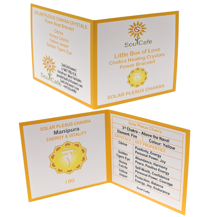 Soulcafe Solar Plexus Chakra Crystal Bead Bracelet with Gemstones for Spiritual Connection, Wellness, Reiki, Meditation & Affirmation's Gift Box & Crystal Meaning Information Tag