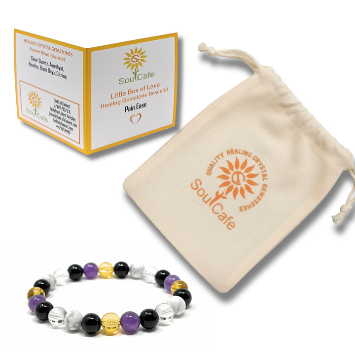 SoulCafe Crystal Gemstone Holistic Pain Support Stretch Bead Bracelet  - Wellbeiing Crystals