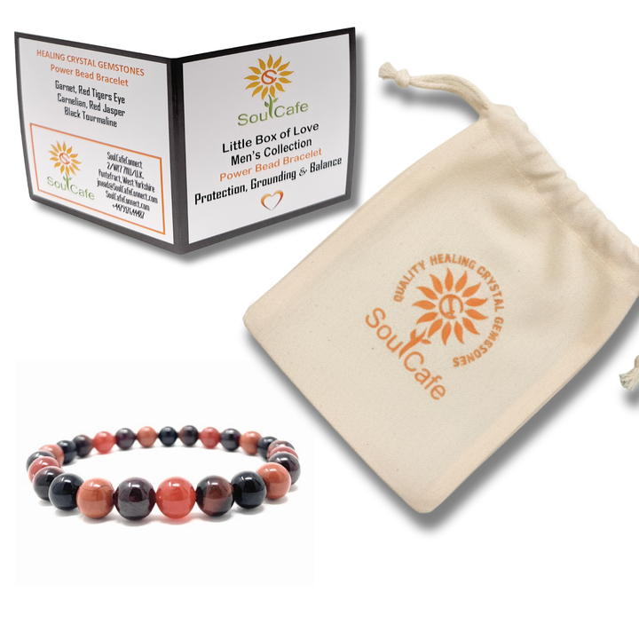 SoulCafe Men's Protection Crystal Gemstone Stretch Bead Bracelet - Positive Energy