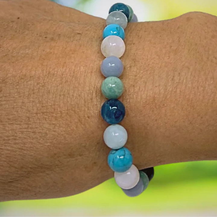 Calm, Peace & Tranquillity Crystal Gemstone Stretch Bead Bracelet  - SoulCafe Gift Box & Tag