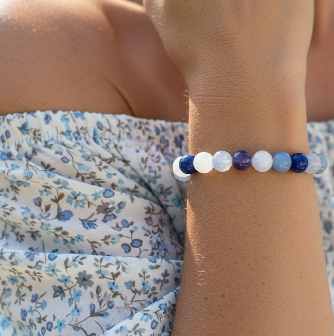 SoulCafe Connecting With Angels & Higher Self Bracelet - Stretch Crystal Gemstone Bracelet