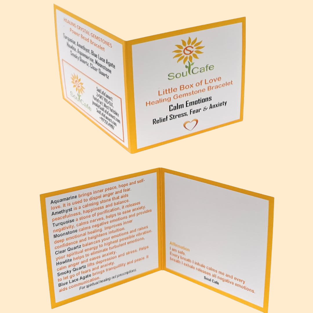 Soulcafe Calm Emotions - Relief Stress, Fear & Anxiety Bracelet – Crystal Energy Bead Bracelet for Inner Peace & Meditation, Handmade Gemstone Jewellery for Wellness