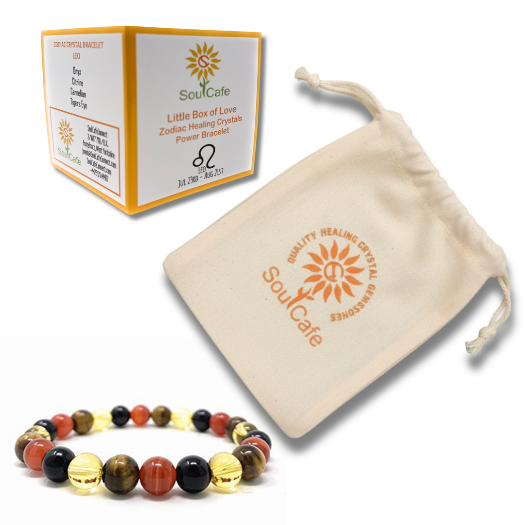 Leo Crystal Bracelet | Zodiac Healing Gemstone Bracelet | Gift Bag