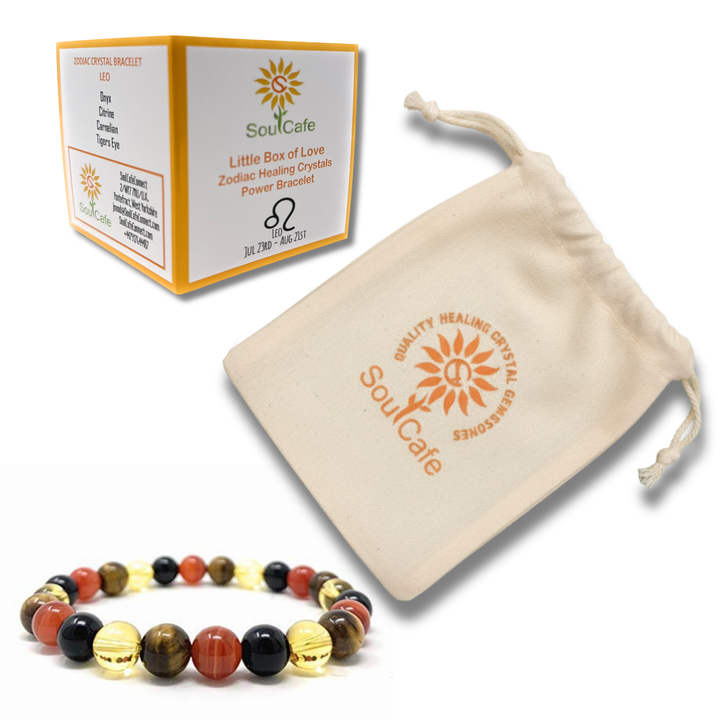 Leo Crystal Bracelet | Zodiac Healing Gemstone Bracelet | Gift Bag