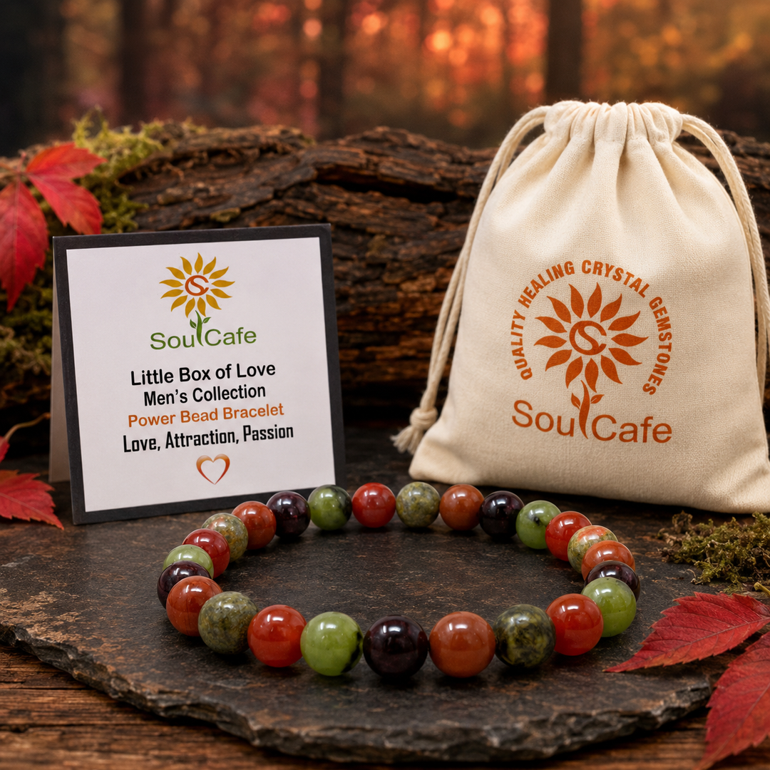 Men's Love & Passion Stretch Crystal Gemstone Bead Bracelet - SoulCafe