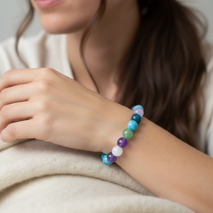 Soulcafe I Am Wealthy Affirmation Crystal Bracelet – Handmade Gemstone Bead Bracelet for Abundance, Prosperity & Positive Energy - Law of Attraction Crystals - SoulCafe Gift Box and Tag -  S/M/L/XL