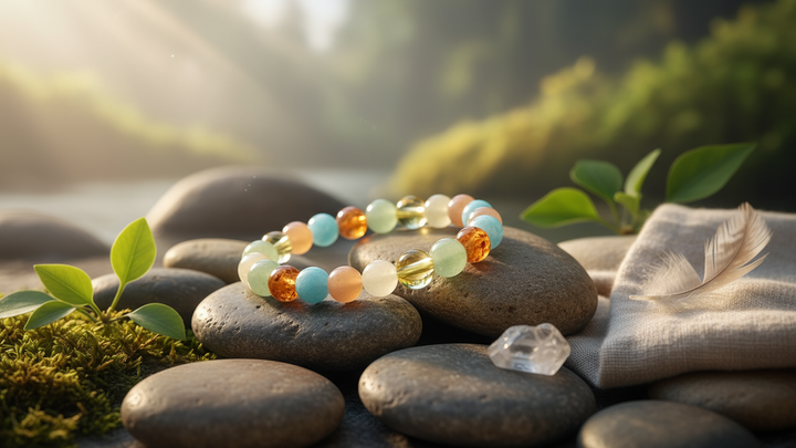 SoulCafe Abundance & Prosperity Crystal Bead Bracelet – Natural Gemstone Bracelet for Success & Positive Energy – Stretch Fit – Gift Box & Crystal Meaning Card