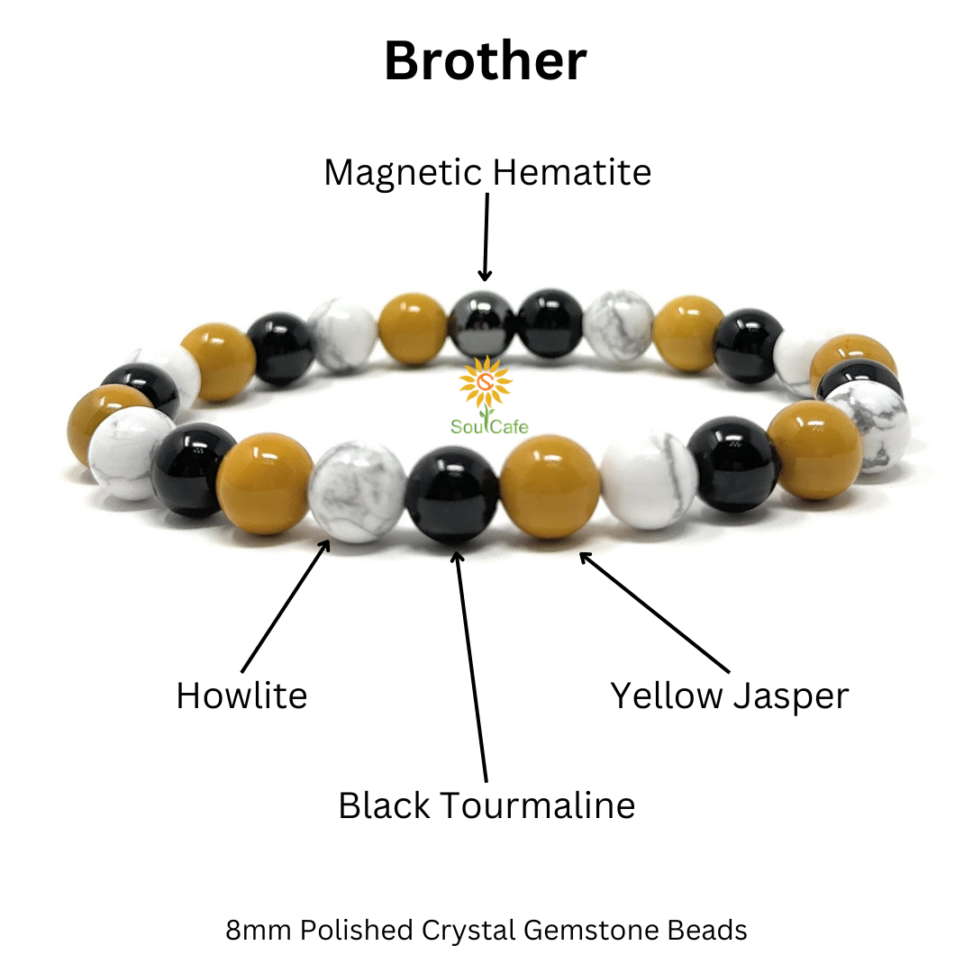 Gift for Brother - Stretch Bead Crystal Gemstone Bracelet - Soul Cafe Gift Box & Tag