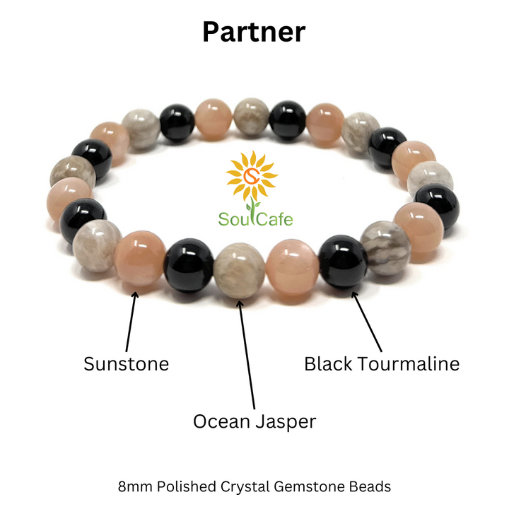 Gift for Partner - Stretch Bead Crystal Gemstone Bracelet - Soul Cafe Gift Box & Tag