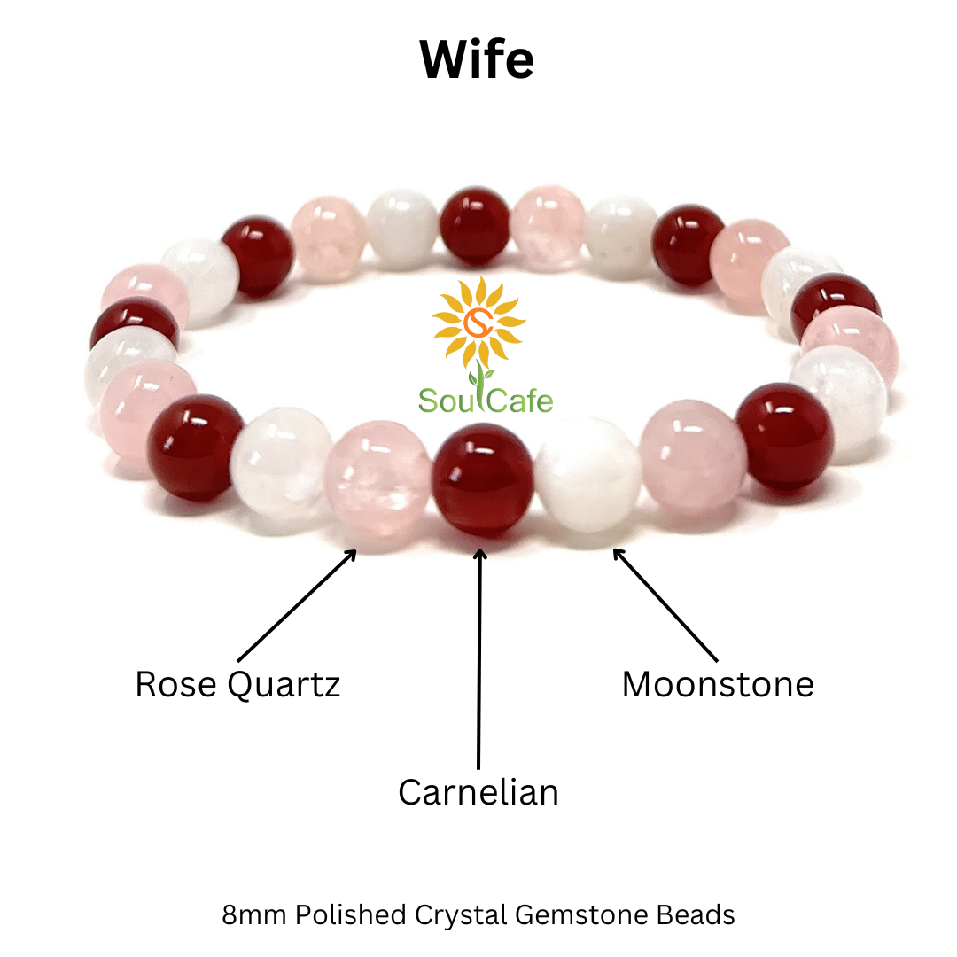 Gift for Wife - Stretch Bead Crystal Gemstone Bracelet - Soul Cafe Gift Box & Tag