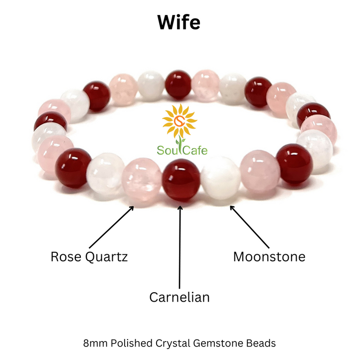 Gift for Wife - Stretch Bead Crystal Gemstone Bracelet - Soul Cafe Gift Box & Tag