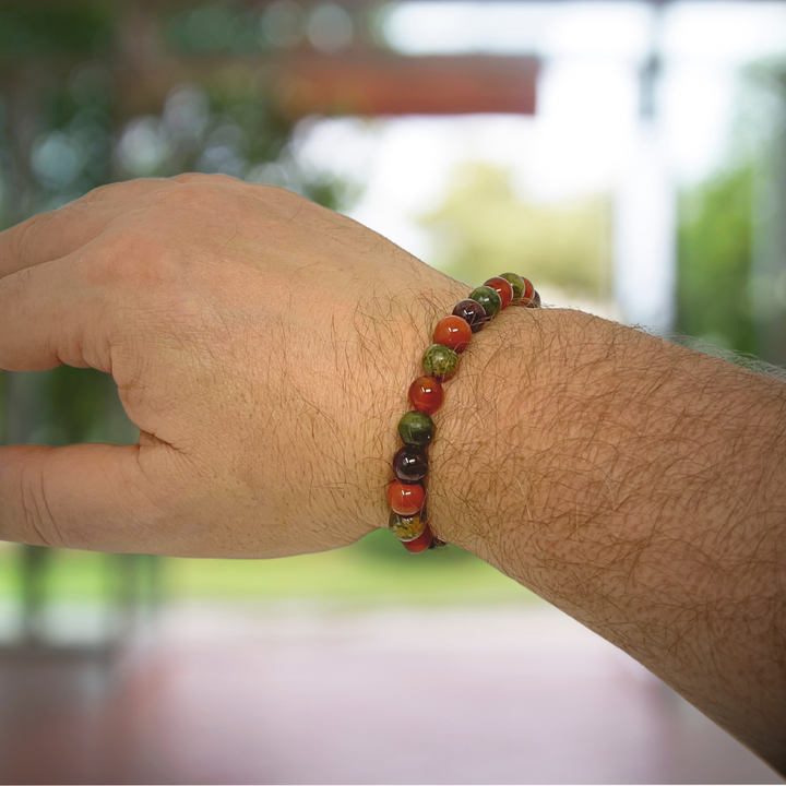 Men's Love & Passion Stretch Crystal Gemstone Bead Bracelet - Soul Cafe Box & Tag