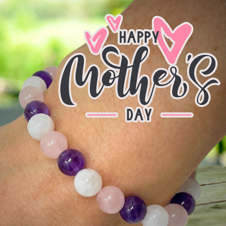 Gift for Mum - Stretch Bead Crystal Gemstone Bracelet - Soul Cafe Gift Box & Tag - Mothers Day Gift