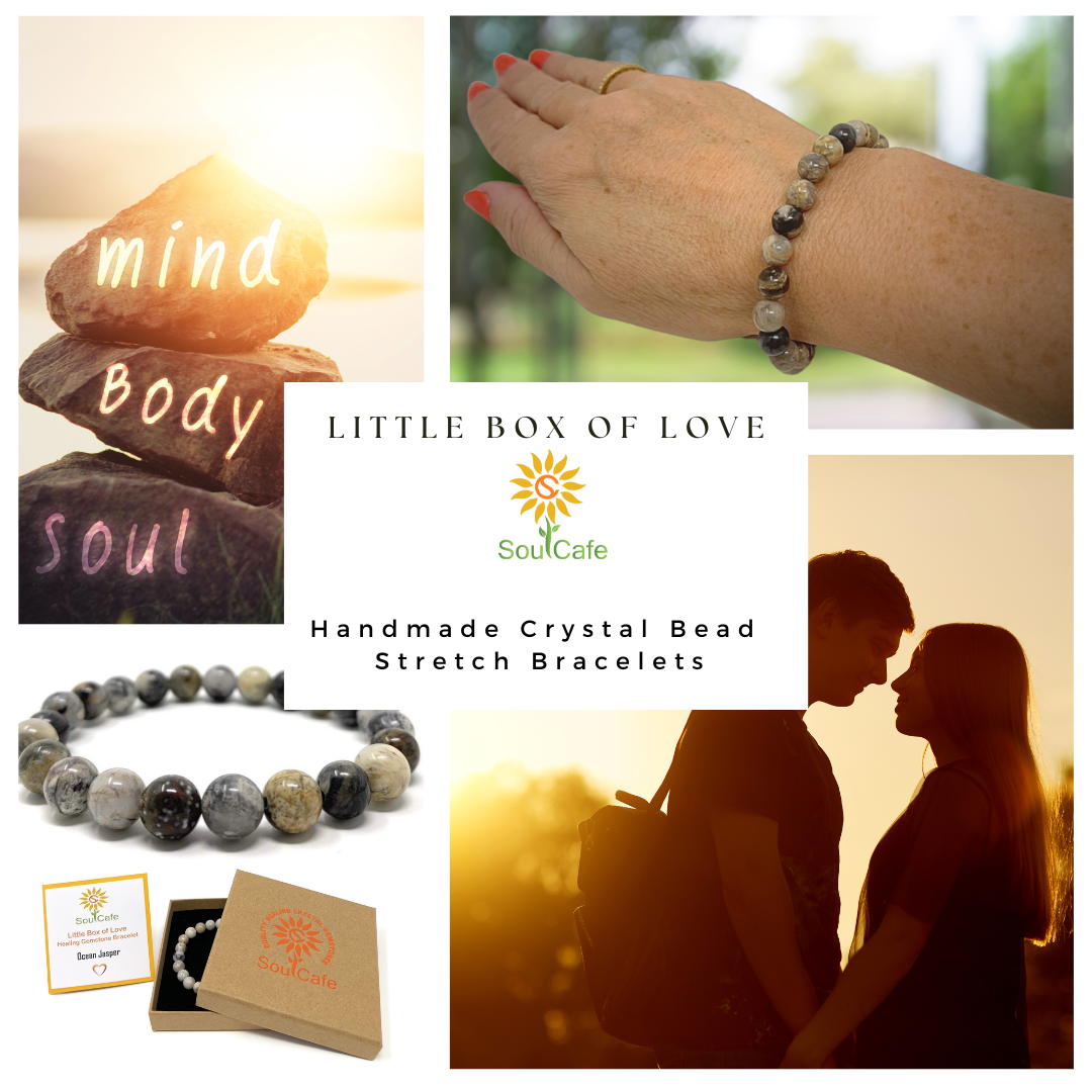 Ocean Jasper Power Bead Crystal Bracelet - Crystal Gemstone Bracelet - Gift Box & Tag
