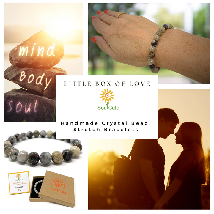 Ocean Jasper Power Bead Crystal Bracelet - Crystal Gemstone Bracelet - Gift Box & Tag