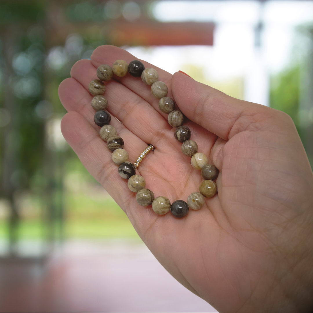 Ocean Jasper Power Bead Crystal Bracelet - Crystal Gemstone Bracelet - Gift Box & Tag