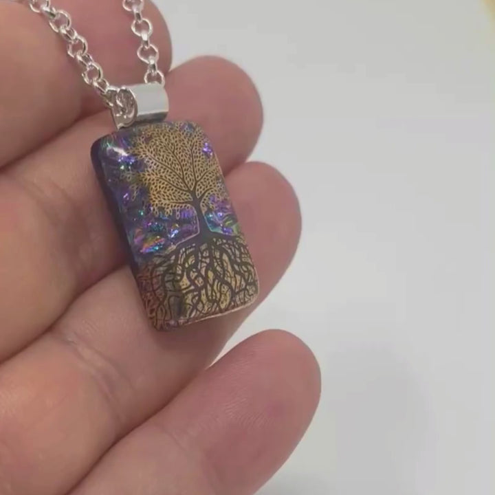 Dichroic Glass Tree of Life Pendant