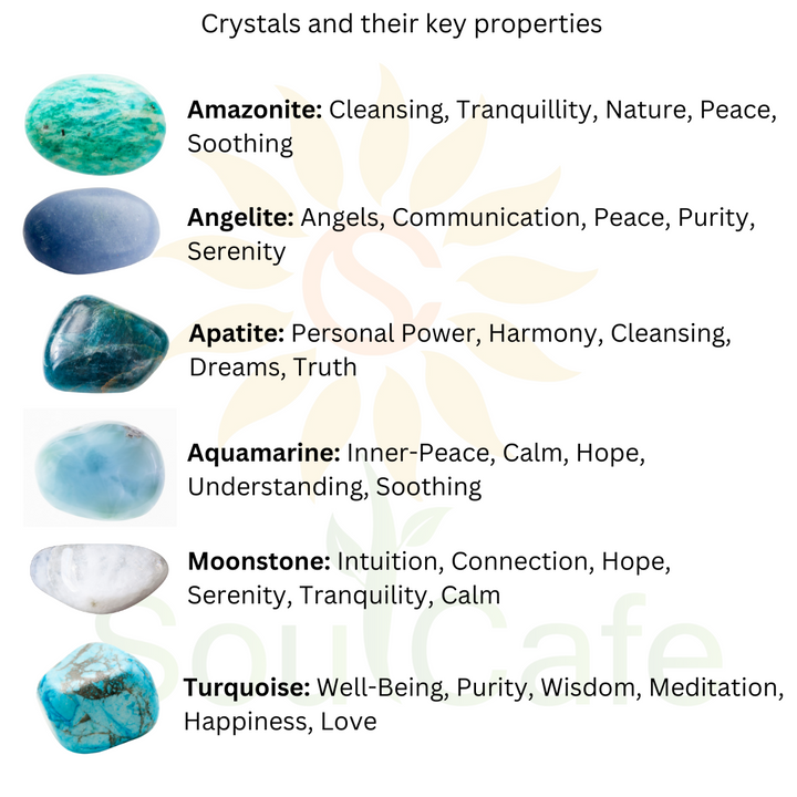 Calm, Peace & Tranquillity Crystal Gemstone Stretch Bead Bracelet  - SoulCafe Gift Box & Tag